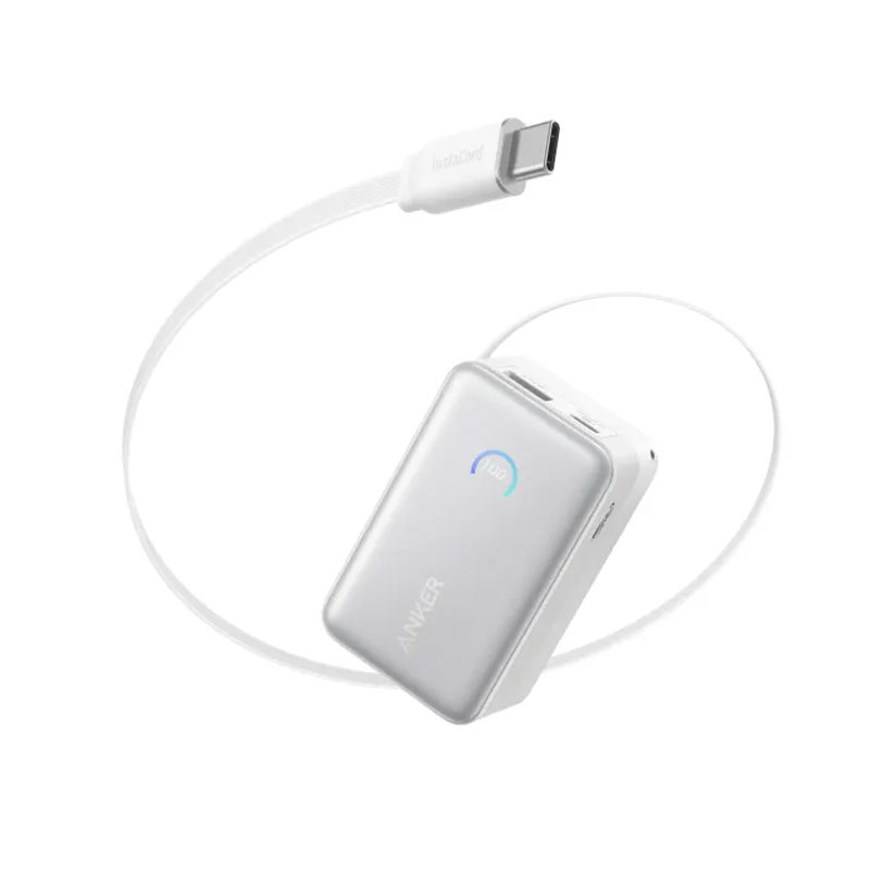Sạc dự phòng Anker Nano 2C1A 45W 10000mah (Built-In Retractable USB-C Cable) Trắng (White) B2B_A1638