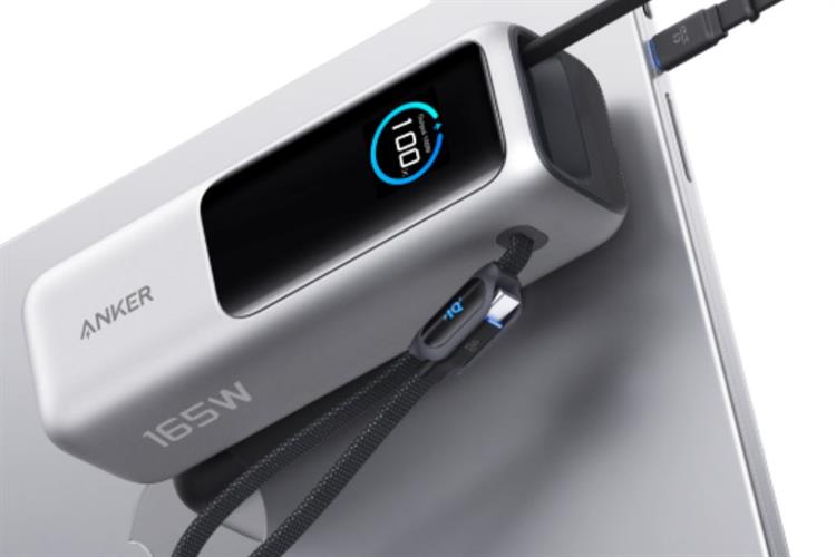 Sạc dự phòng Anker Zolo 1C1A 165W 25000mah (Built-In USB-C and Retractable Cable) Bạc (Silver) B2B_A1695