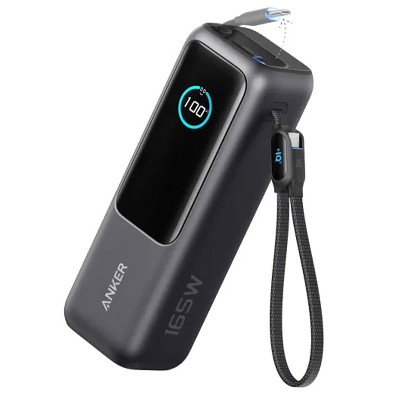 Sạc dự phòng Anker Zolo 1C1A 165W 25000mah (Built-In USB-C and Retractable Cable) Đen (Black) B2B_A1695