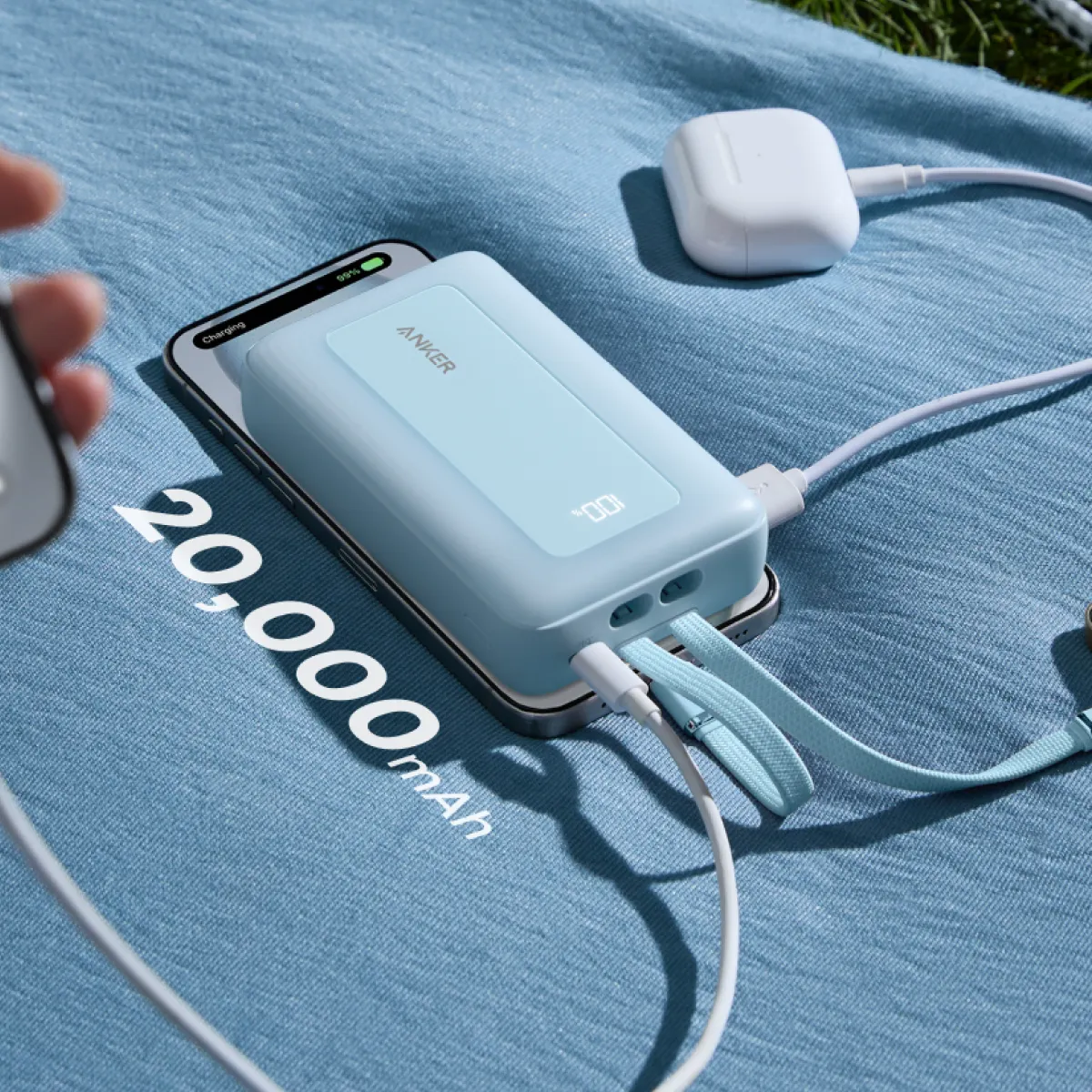 Sạc dự phòng Anker Zolo 1C1A 45W 20000mah (Built-In Dual USB-C Cables) Xanh (Blue) B2B_A1681