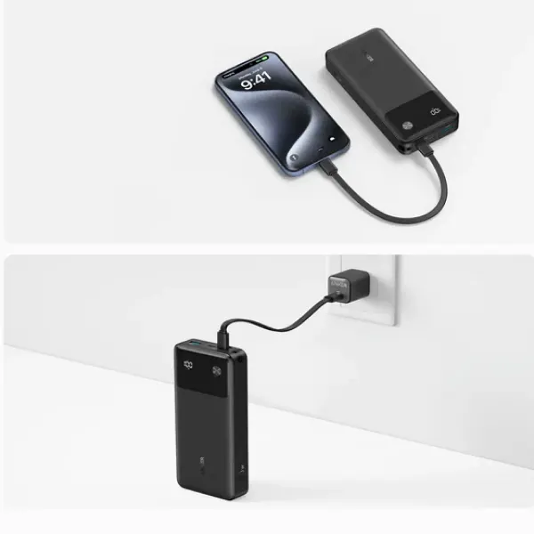 Sạc dự phòng Anker Zolo 2C1A 22.5W 20000mah (Built-In USB-C Cable) Đen (Black) B2B_A110E