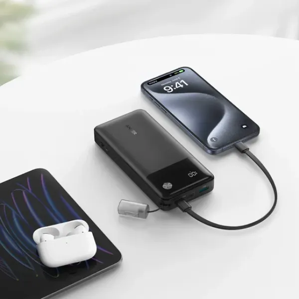 Sạc dự phòng Anker Zolo 2C1A 22.5W 20000mah (Built-In USB-C Cable) Đen (Black) B2B_A110E