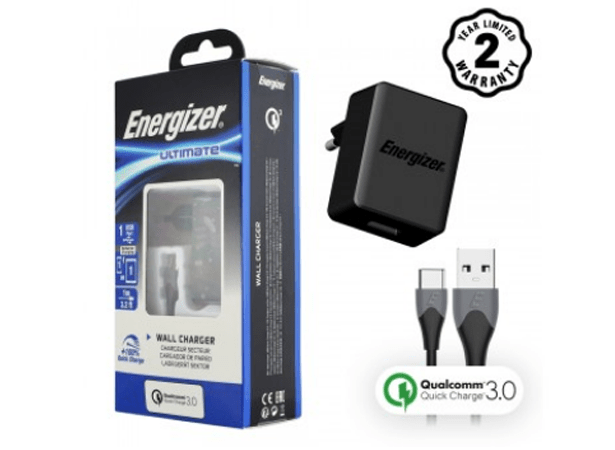 SẠC ENERGIZER QUICK CHARGE QUALCOMM 3.0 18W KÈM CÁP USB TYPE-C AC1Q3EUUC23