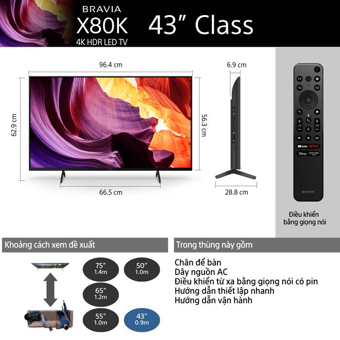 Smart Tivi 4K Sony KD-43X80K 43 inch Google TV