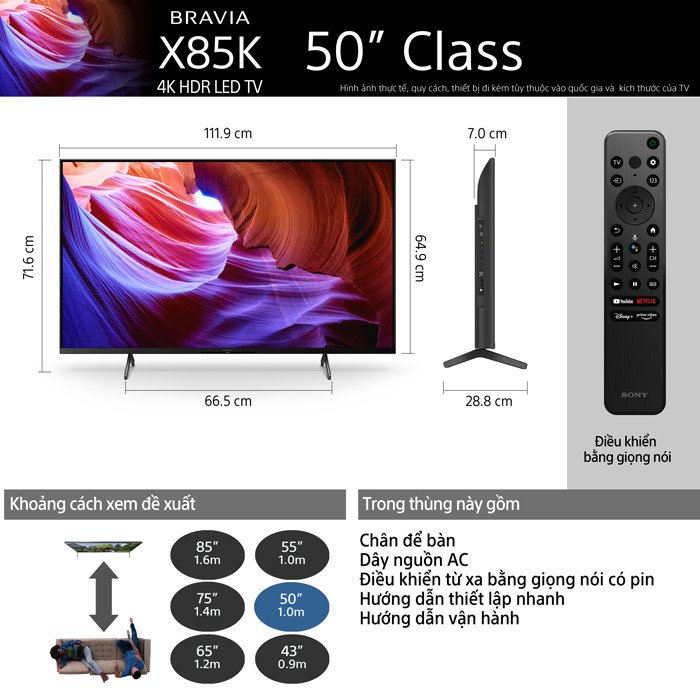 Smart Tivi 4K Sony KD-50X85K 50 inch Google TV
