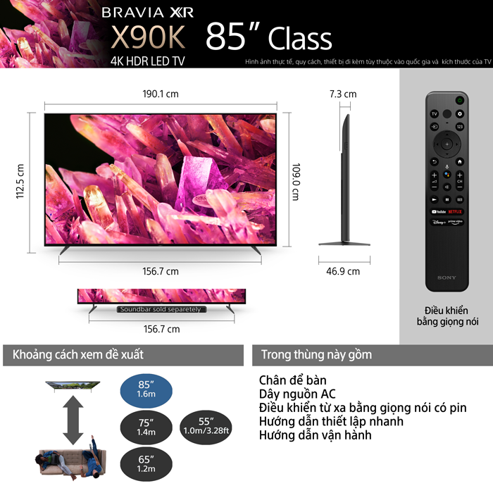 Smart Tivi 4K Sony XR-85X90K 85 inch Google TV