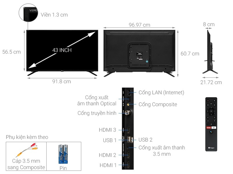 Smart Tivi Casper 43 inch 43FG5100 Android TV FHD