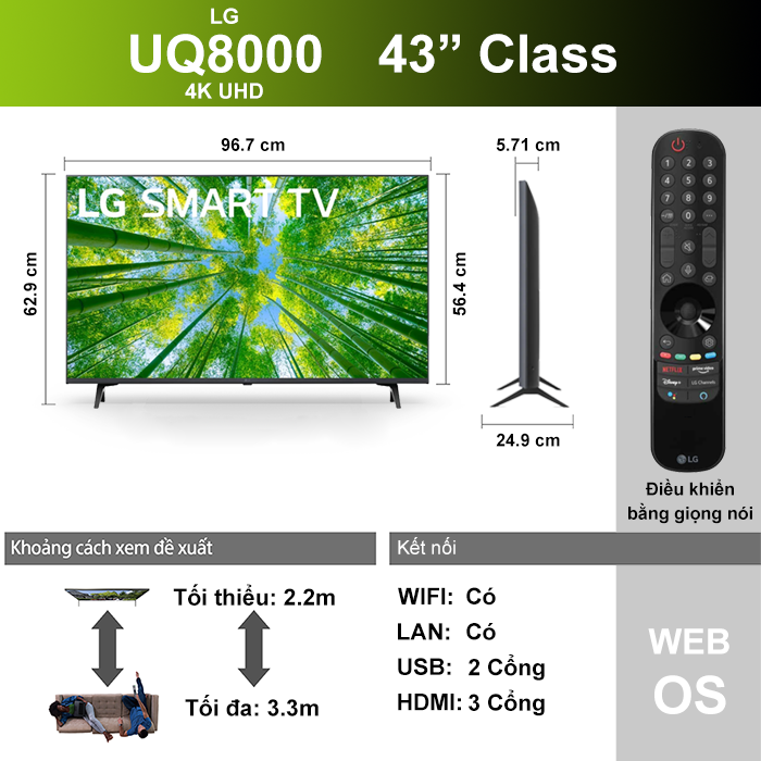 Smart Tivi LG 4K 43 inch 43UQ8000PSC ThinQ AI