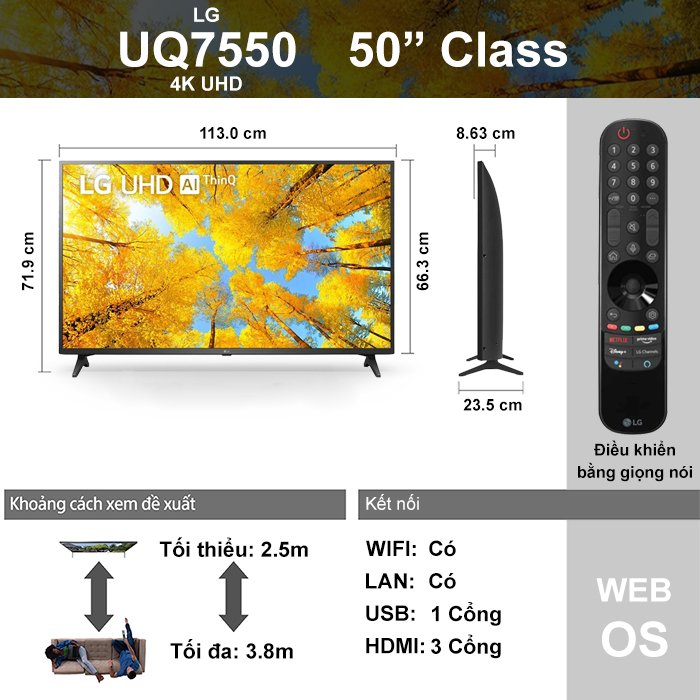 Smart Tivi LG 4K 50 inch 50UQ7550PSF ThinQ AI