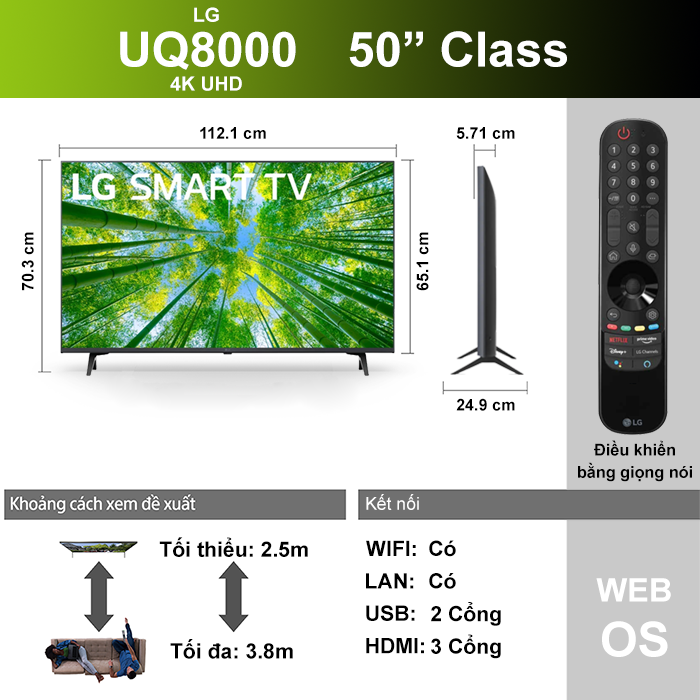 Smart Tivi LG 4K 50 inch 50UQ8000PSC ThinQ AI