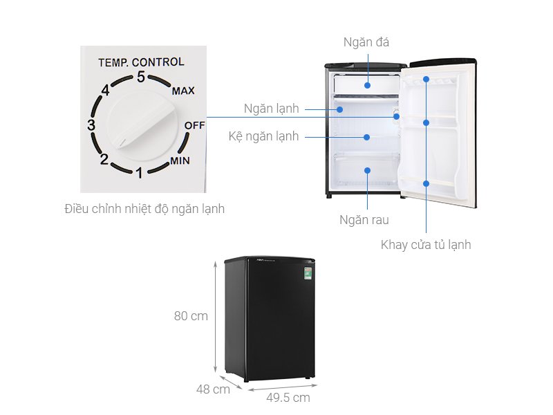 Tủ lạnh Aqua 93L AQR-D99FA(BS)