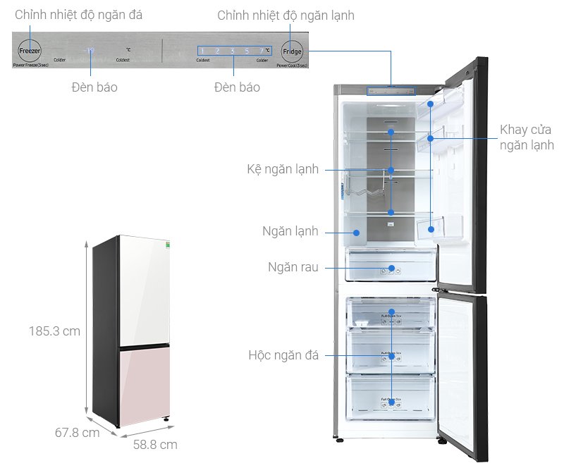 Tủ lạnh Bespoke Samsung Inverter 339L RB33T307055/SV