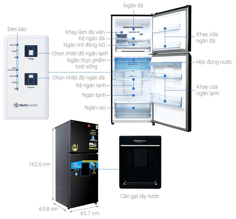 Tủ lạnh Panasonic Inverter 326L NR-TL351GPKV