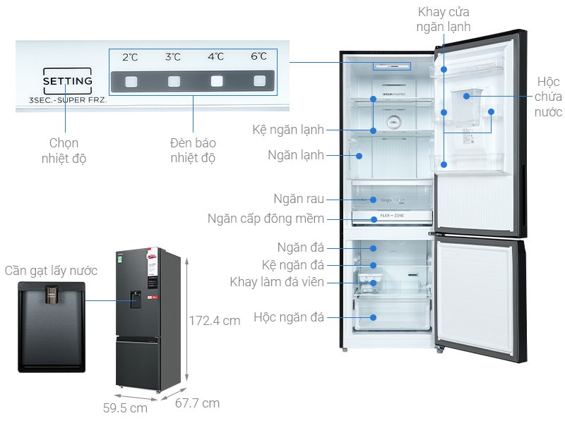 Tủ lạnh Toshiba Inverter 322L GR-RB405WE-PMV(06)-MG