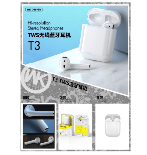 Tai nghe bluetooth WK TWS T3 (2 tai nghe)