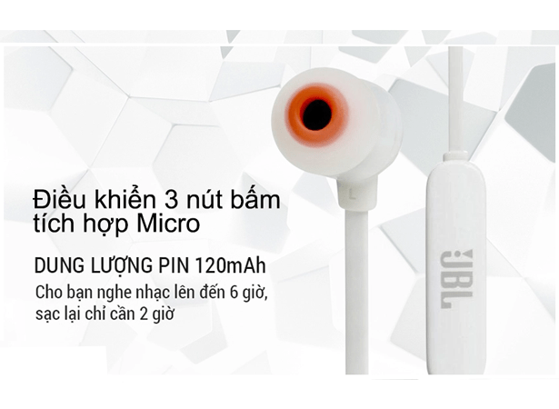 Tai nghe nhét tai Bluetooth JBL T110BT Đen (Có Micro)