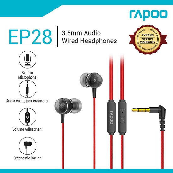 Tai nghe nhét tai Rapoo EP 28 (Có Micro)