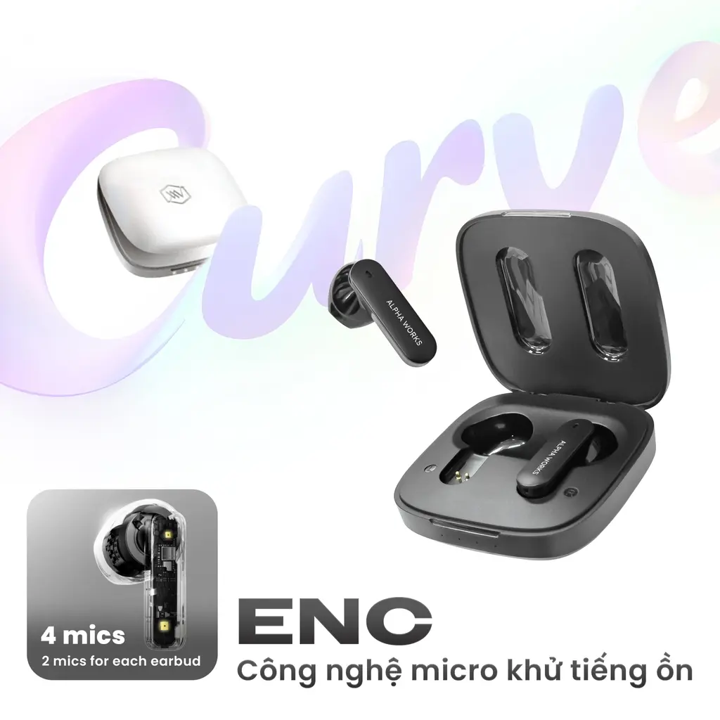 Tai nghe True Wireless ALPHA WORKS CURVE 100 - Hàng Chính Hãng PGI