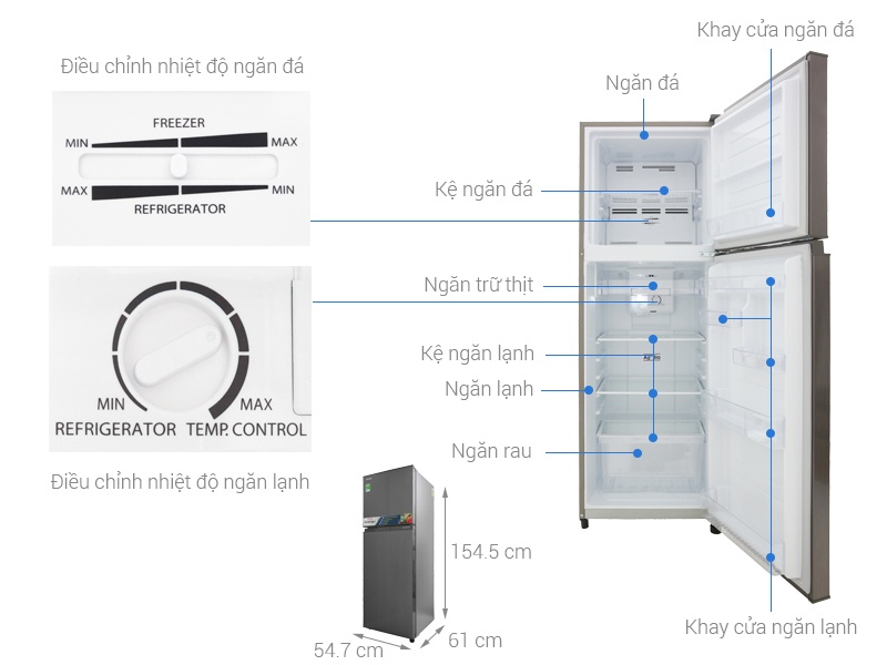 Tủ lạnh 2 cánh Inverter Toshiba GR-A28VS(DS) - 226 Lít