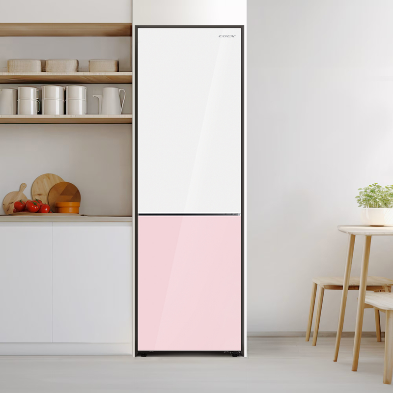 Tủ lạnh 2 cửa Bespoke Inverter 322 Lít COEX RT-4011GYP-BS (Mặt gương trắng, hồng)