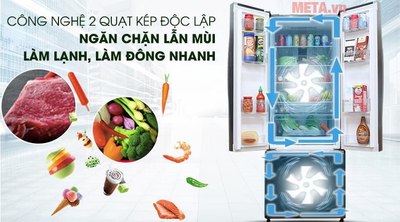 Tủ lạnh 3 cánh 405 Lít Hitachi R-FWB475PGV2 (GBW) - Nâu