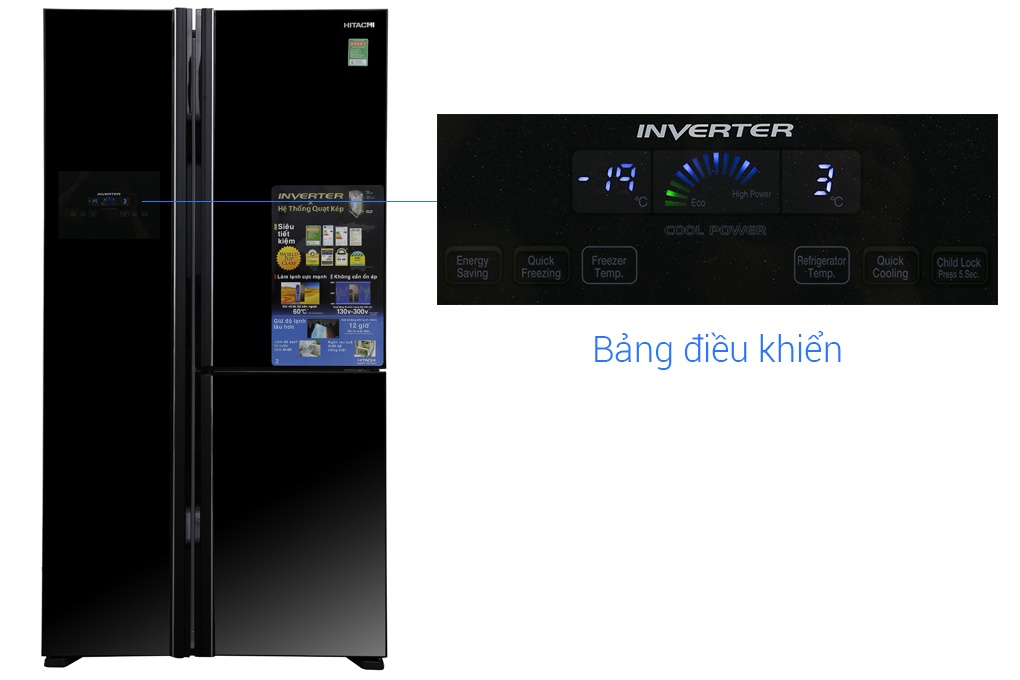 Tủ lạnh 3 cánh SBS HITACHI R-FM800PGV2 (GBK) - 600 Lít