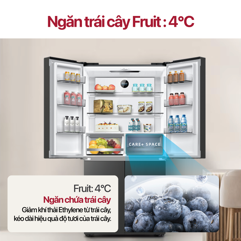 Tủ lạnh 4 cửa Inverter 415 Lít COEX RM-4014MIS (ghi xám)