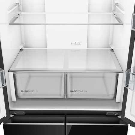 Tủ lạnh 4 cửa mặt gương đen Aqua Inverter 460 Lít Multi Door AQR-M505XA(GB)
