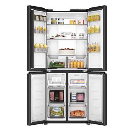 Tủ lạnh 4 cửa mặt gương đen Aqua Inverter 460 Lít Multi Door AQR-M505XA(GB)