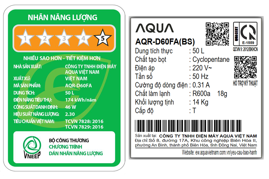 Tủ lạnh Aqua 50 lít AQR-D60FA(BS)