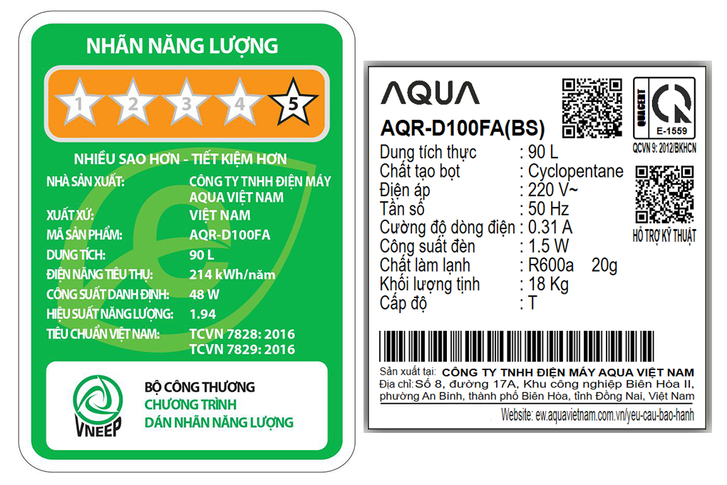 Tủ lạnh Aqua 90 lít AQR-D100FA(BS)