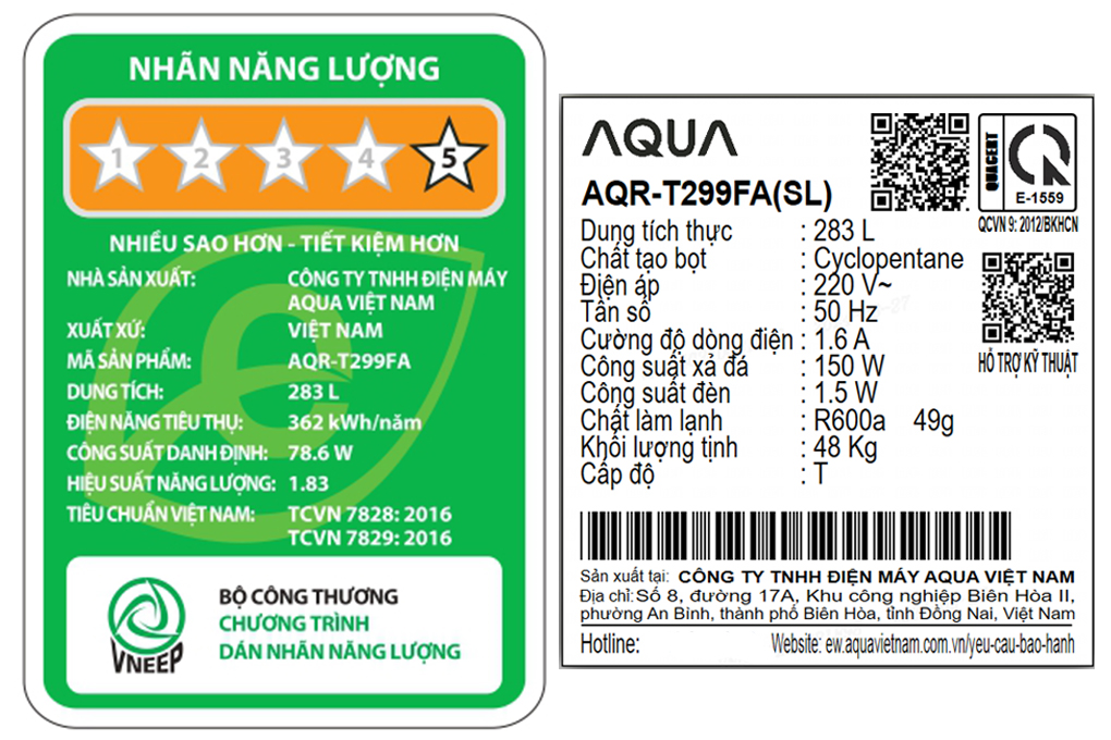 Tủ lạnh Aqua Inverter 283L AQR-T299FA(SL)