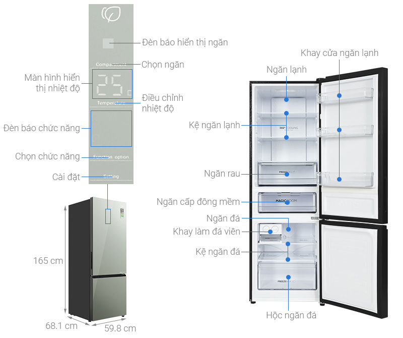 Tủ lạnh Aqua Inverter 292 lít AQR-B350MA(GM)