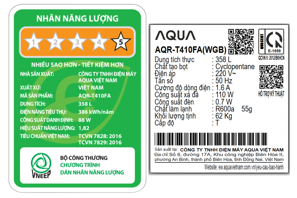 Tủ lạnh Aqua Inverter 358 lít AQR-T410FA(WGB)