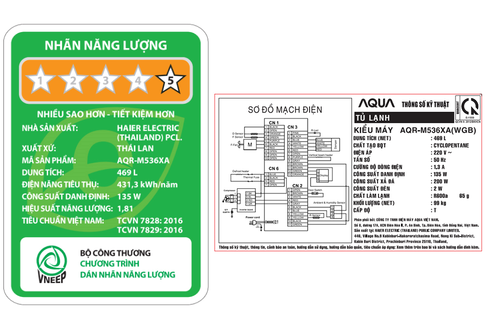 Tủ lạnh Aqua Inverter 469 lít Multi Door AQR-M536XA(WGB)