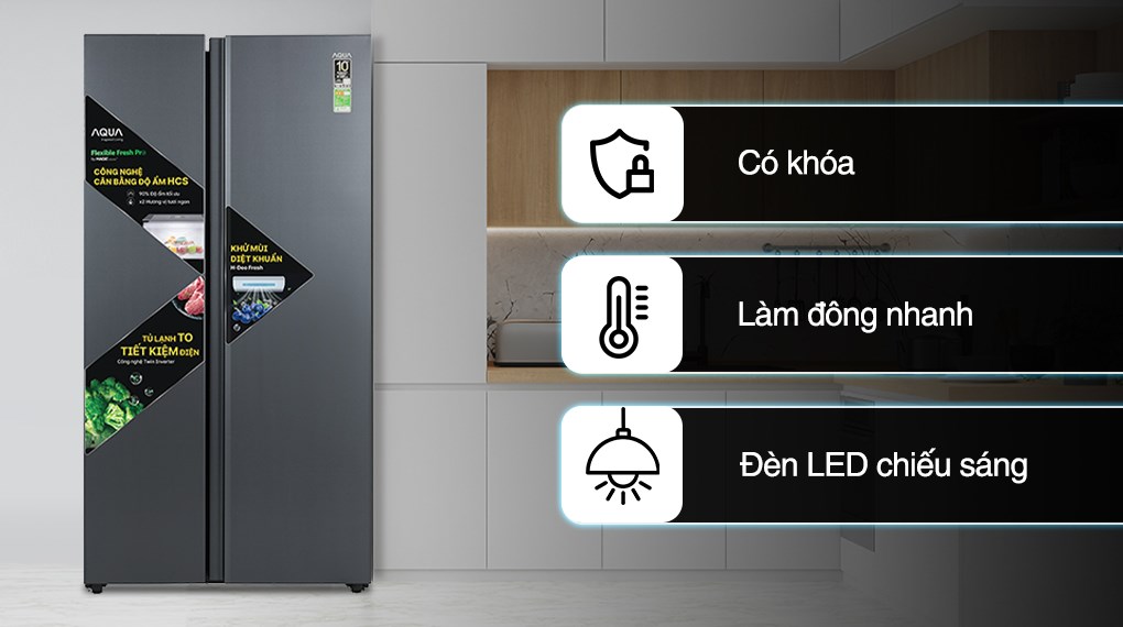 Tủ lạnh Aqua Inverter 646 lít Side By Side AQR-S682XA(SLB)