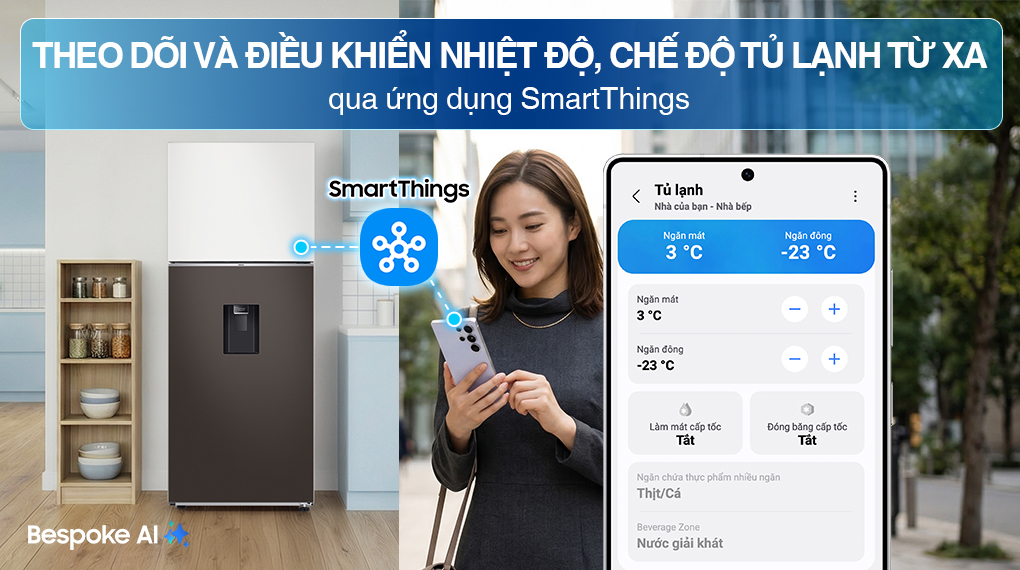 Tủ lạnh Bespoke Samsung Inverter 382 Lít RT38CB6784C3SV