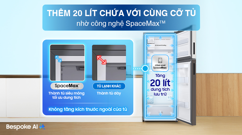 Tủ lạnh Bespoke Samsung Inverter 382 Lít RT38CB6784C3SV