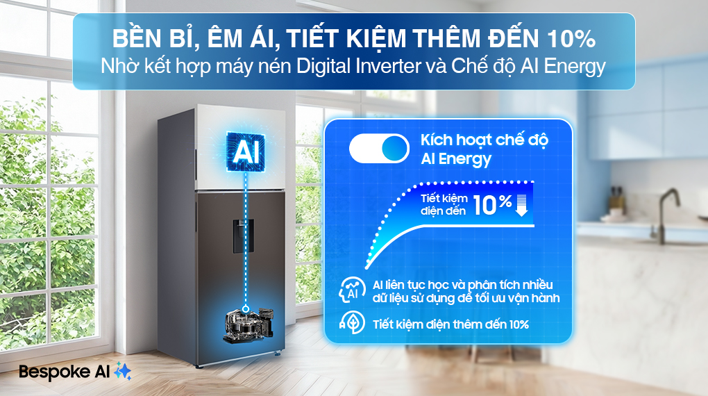 Tủ lạnh Bespoke Samsung Inverter 382 Lít RT38CB6784C3SV