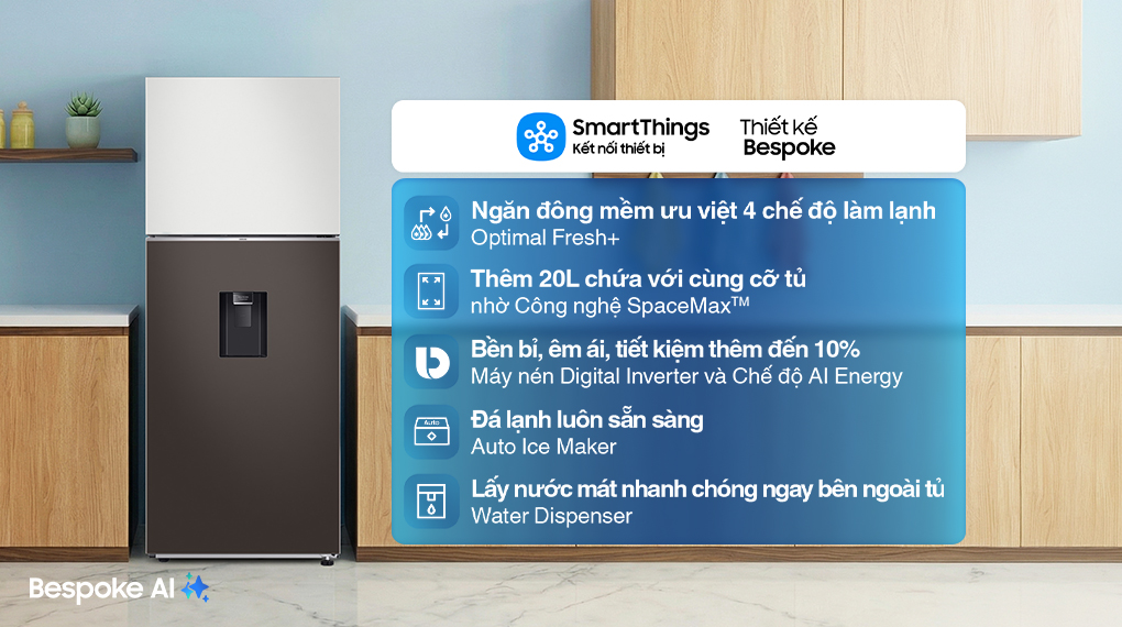 Tủ lạnh Bespoke Samsung Inverter 382 Lít RT38CB6784C3SV