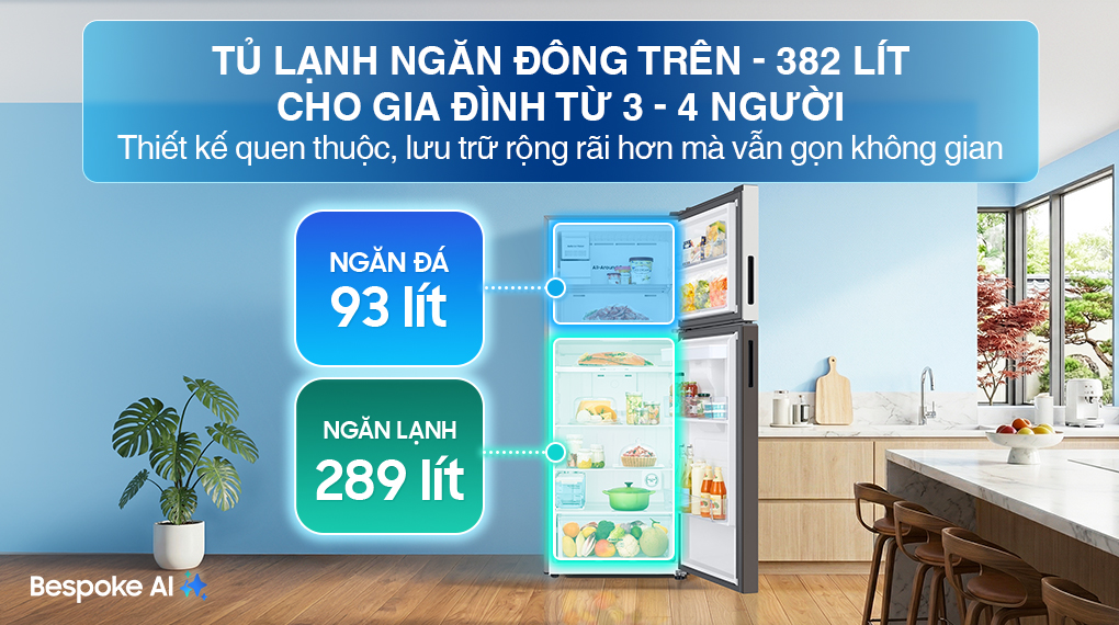 Tủ lạnh Bespoke Samsung Inverter 382 Lít RT38CB6784C3SV