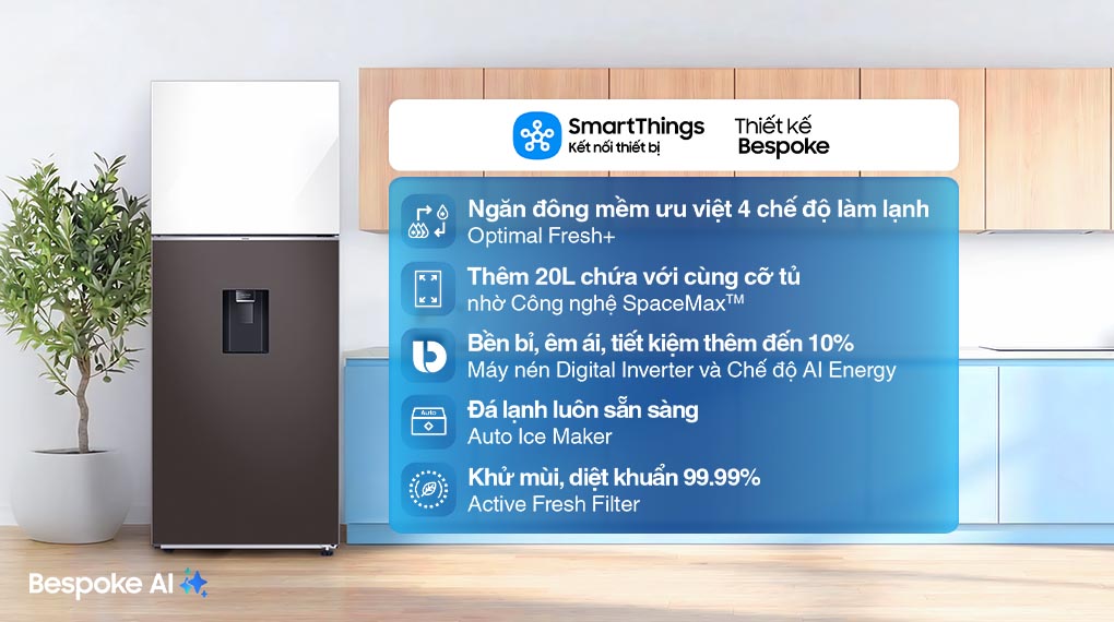 Tủ lạnh Bespoke Samsung Inverter 406 Lít RT42CB6784C3SV