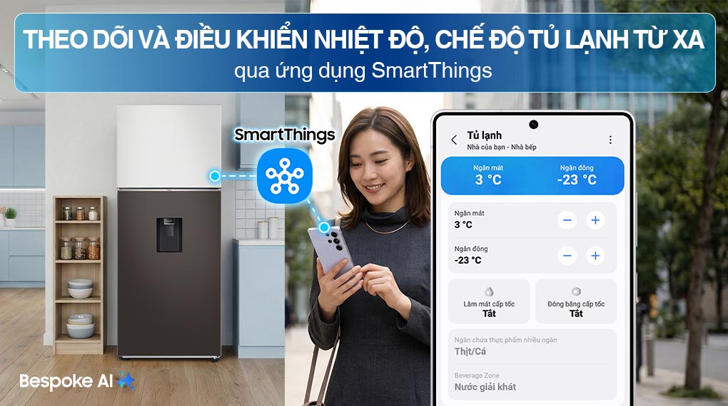 Tủ lạnh Bespoke Samsung Inverter 406 Lít RT42CB6784C3SV