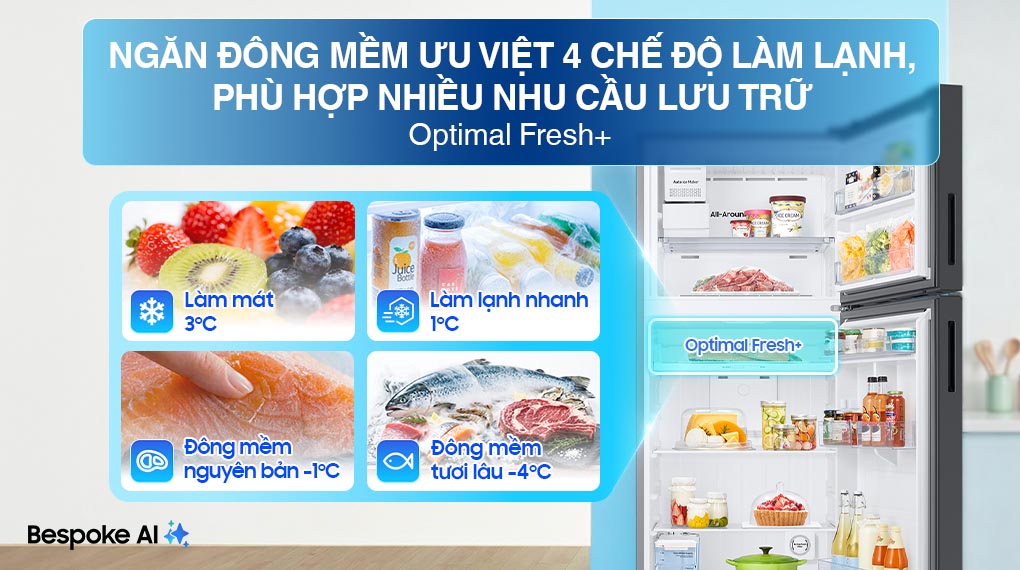 Tủ lạnh Bespoke Samsung Inverter 406 Lít RT42CB6784C3SV