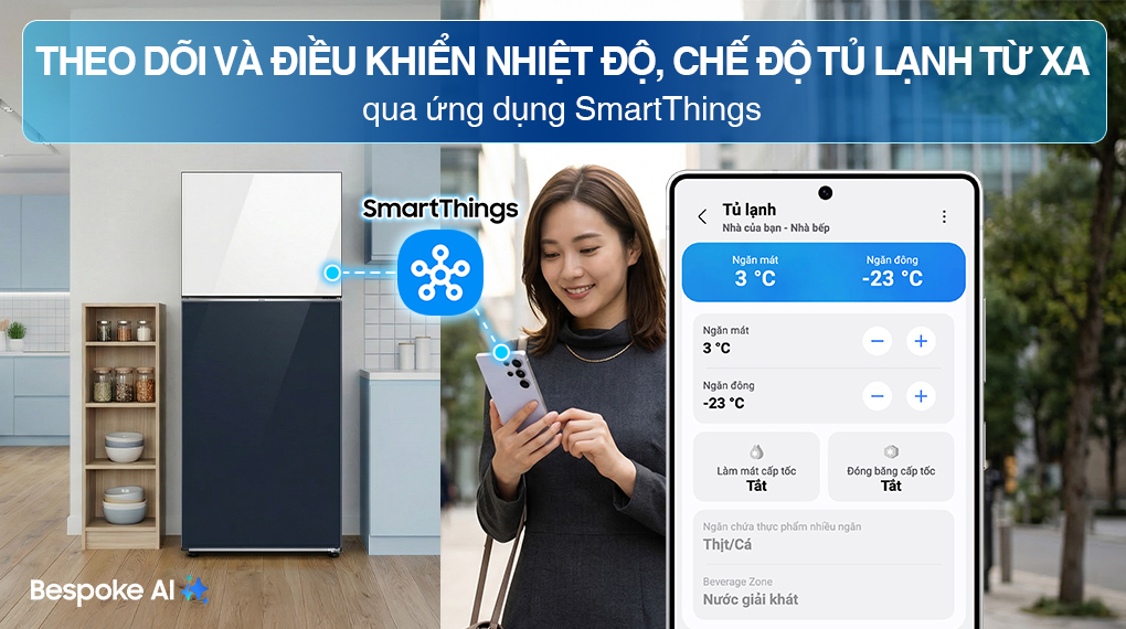 Tủ lạnh Bespoke Samsung Inverter 460 Lít RT47CB66868ASV