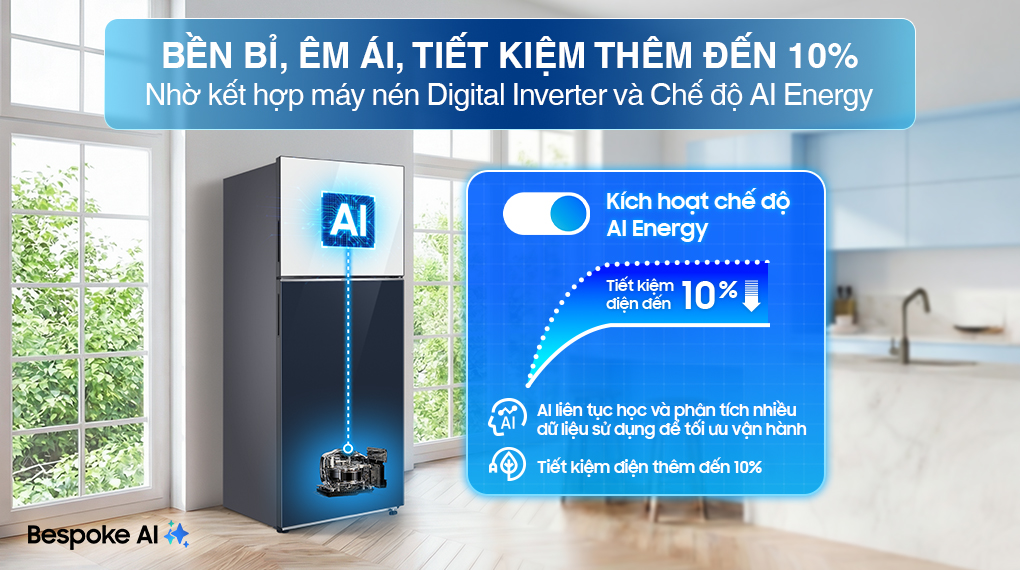 Tủ lạnh Bespoke Samsung Inverter 460 Lít RT47CB66868ASV
