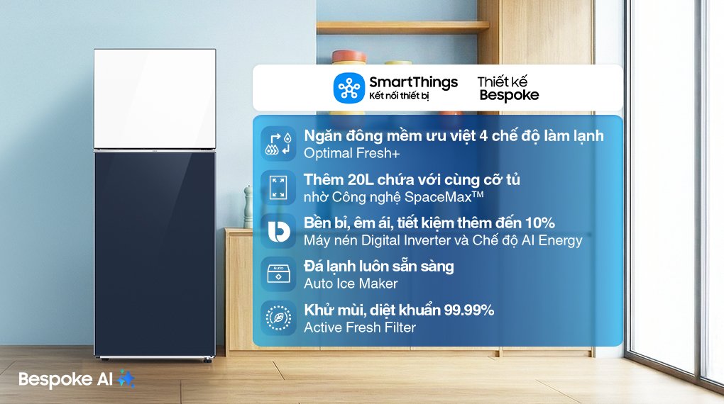 Tủ lạnh Bespoke Samsung Inverter 460 Lít RT47CB66868ASV