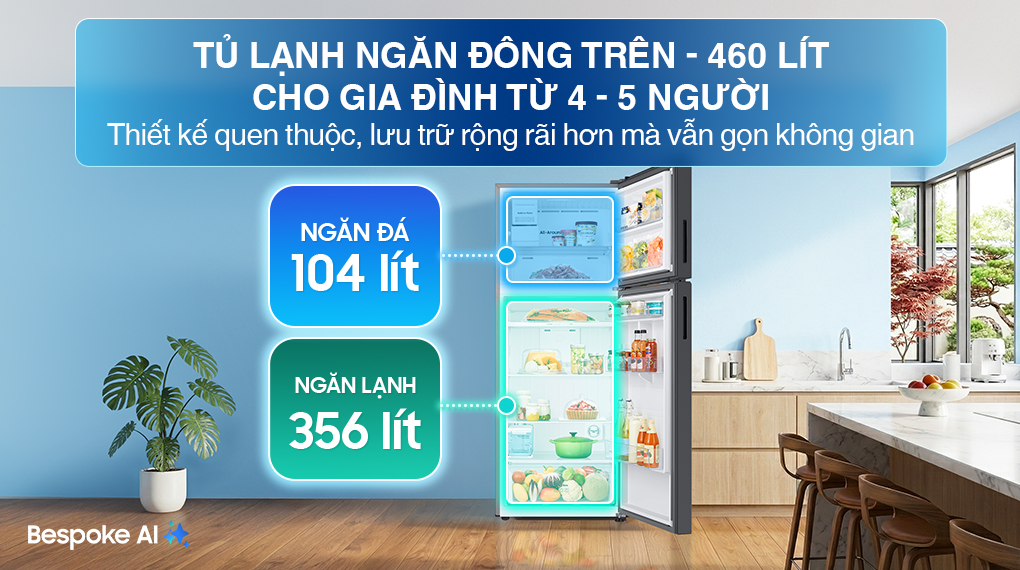 Tủ lạnh Bespoke Samsung Inverter 460 Lít RT47CB66868ASV