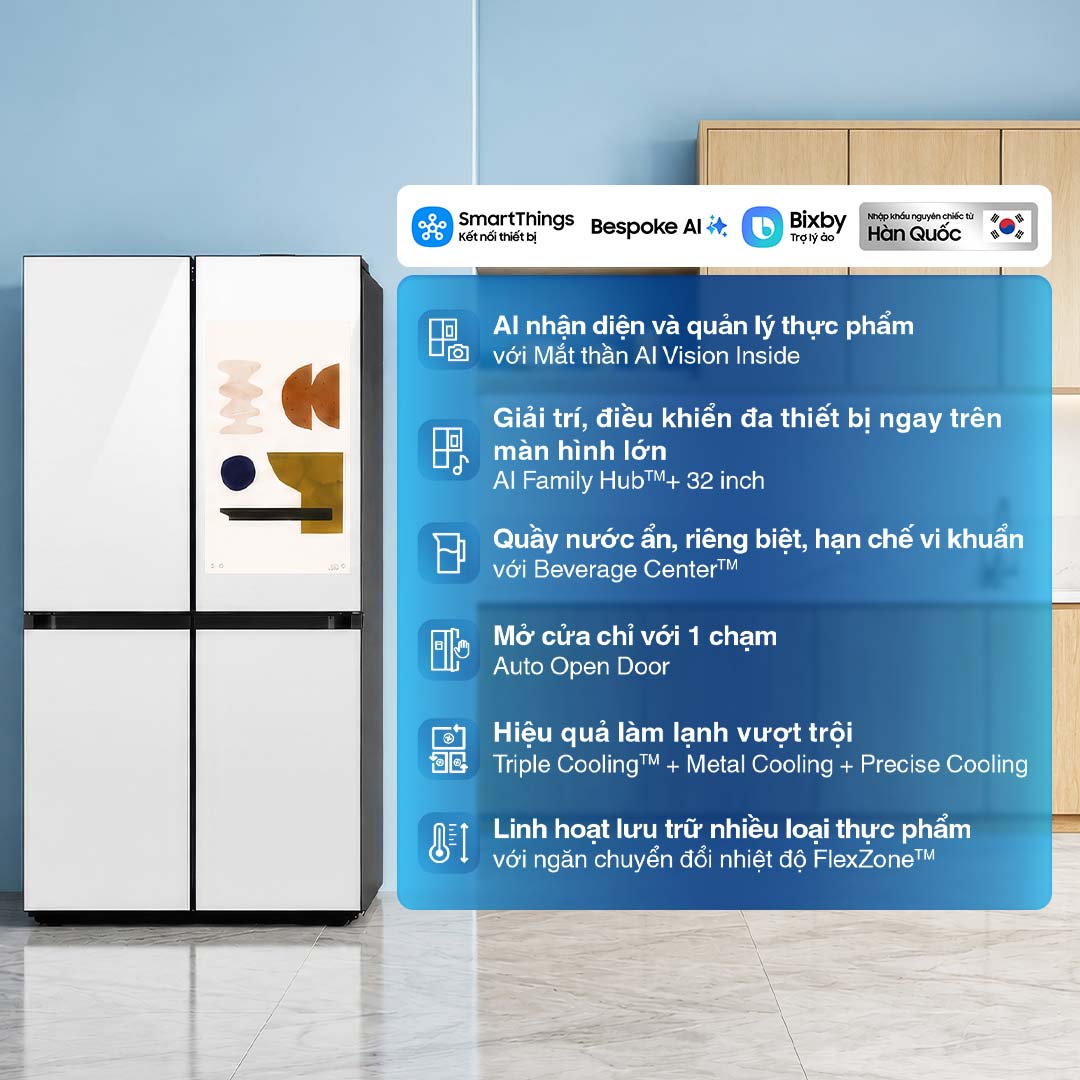 Tủ lạnh Bespoke Samsung Inverter 636 Lít RF65DB990012SV
