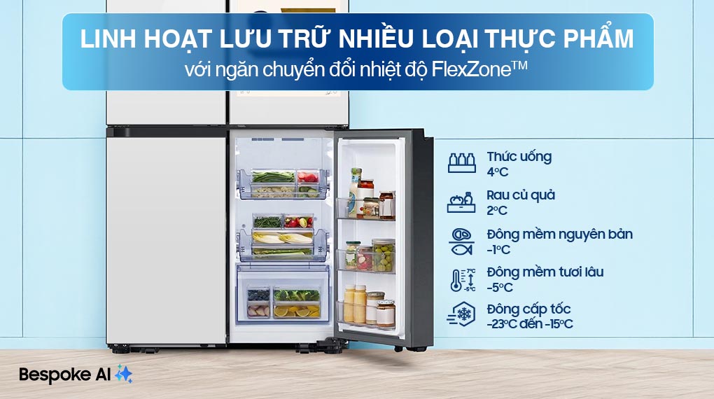 Tủ lạnh Bespoke Samsung Inverter 636 Lít RF65DB990012SV
